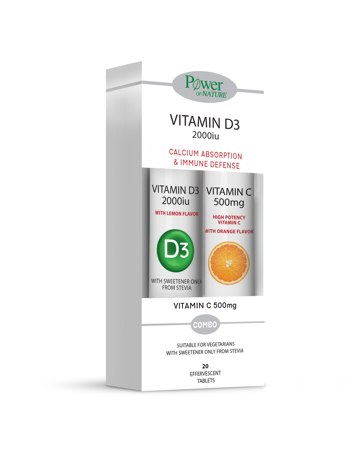 POWER HEALTH - PROMO PACK POWER OF NATURE Vitamin D3 2000iu - 20eff.tabs ΜΕ ΔΩΡΟ Vitamin C 500mg - 20eff.tabs
